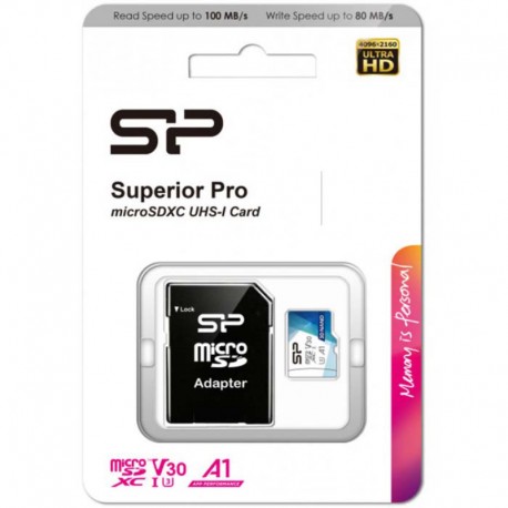 کارت حافظه سیلیکون پاور Micro SDXD Superior Pro U3 V30 100Mb/s کلاس 10 ظرفیت 64 گیگابایت