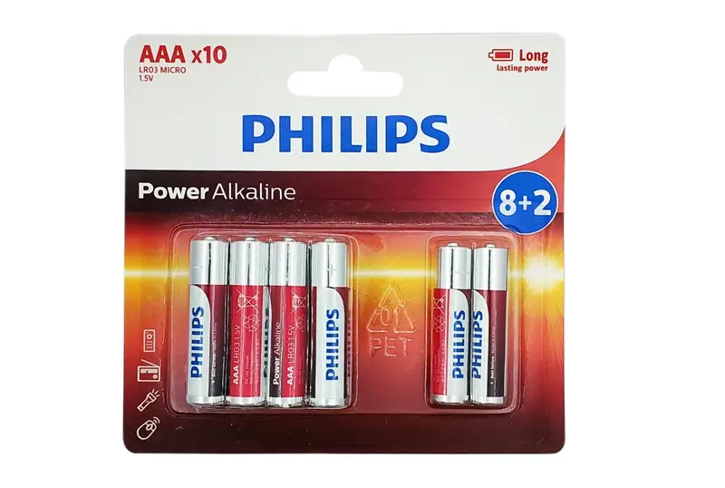 باتری نیم قلمی فیلیپس مدل Power-Alkaline بسته 10 عددی