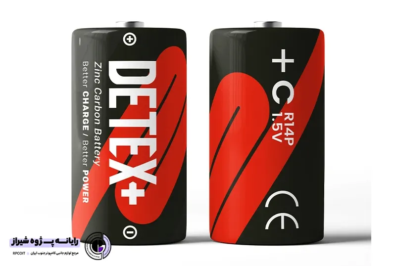 باتری سایز C مدل Zinc Carbon 1.5V R14P بسته 2 تایی +Detex
