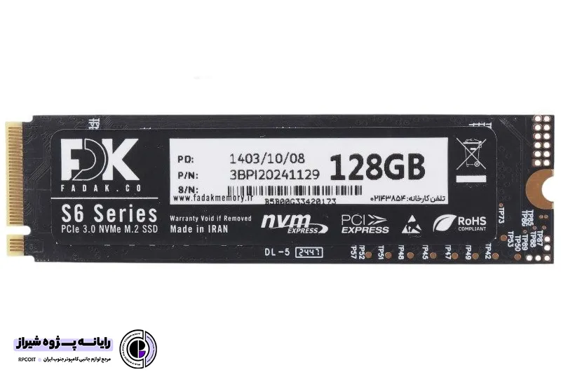 حافظه اس اس دی اینترنال فدک مدل S6 M.2 2280 NVMe ظرفیت 128 گیگابایت